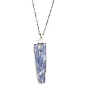 Natural Kyanite & Quartz Gemstone Crystal Necklace